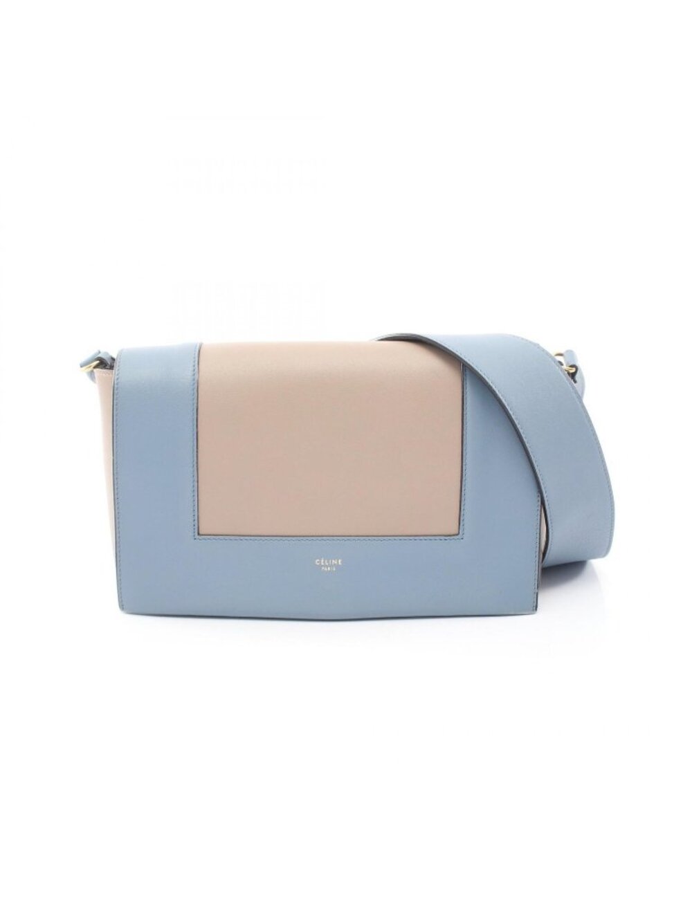 Celine Shoulder Bag Frame Gray Light Blue Leather